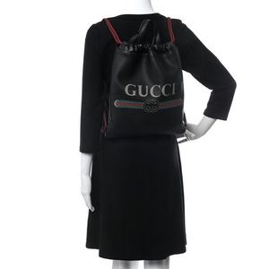 Gucci Drawstring Backpack - Vintage Logo Black